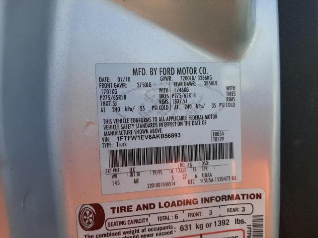 Photo 10 from auction – 2010 FORD F150 SUPER with VIN 1FTFW1EV8AKB56893