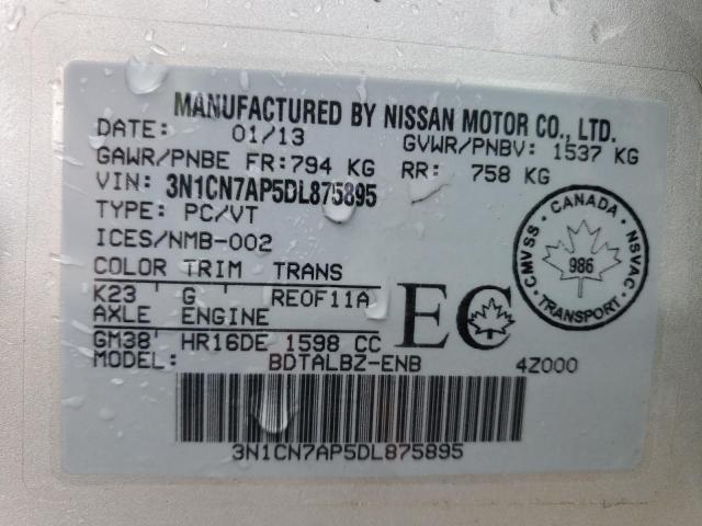 Photo 10 from auction – 2013 NISSAN VERSA S with VIN 3N1CN7AP5DL875895