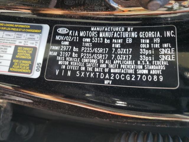 Photo 10 from auction – 2012 KIA SORENTO with VIN 5XYKTDA20CG270089