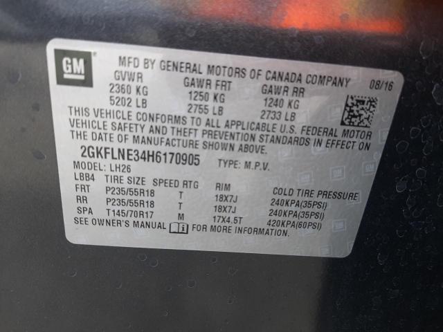 Photo 10 from auction – 2017 GMC TERRAIN SL with VIN 2GKFLNE34H6170905