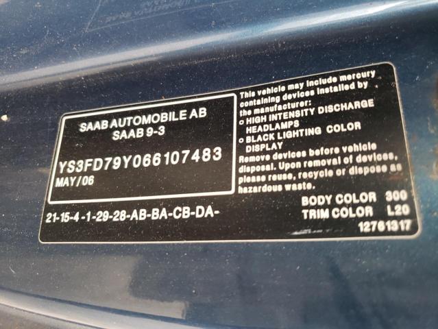 Photo 10 from auction – 2006 SAAB 9-3 with VIN YS3FD79Y066107483