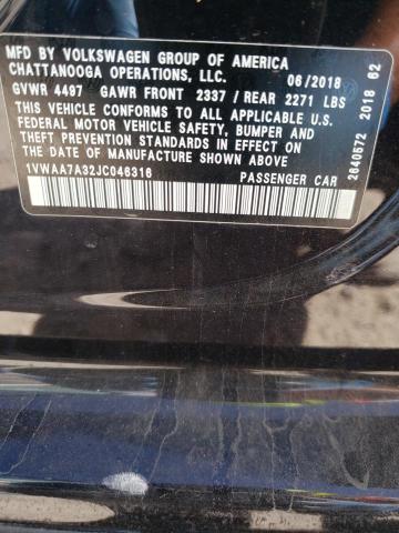 Photo 10 from auction – 2018 VOLKSWAGEN PASSAT S with VIN 1VWAA7A32JC046316