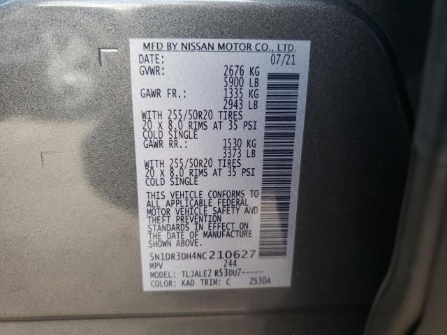 Photo 10 from auction – 2022 NISSAN PATHFINDER with VIN 5N1DR3DH4NC210627