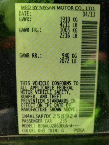 Photo 10 from auction – 2013 NISSAN ALTIMA 2.5 with VIN 1N4AL3AP7DC258924