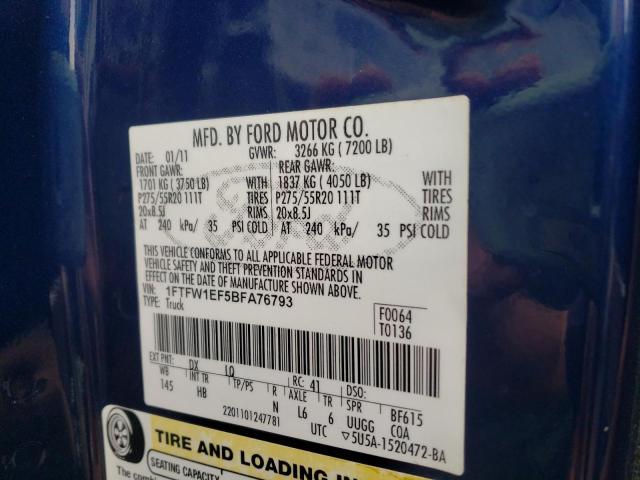 Photo 10 from auction – 2011 FORD F150 SUPER with VIN 1FTFW1EF5BFA76793