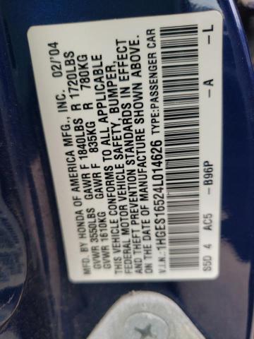 Photo 10 from auction – 2004 HONDA CIVIC LX with VIN 1HGES16524L014626