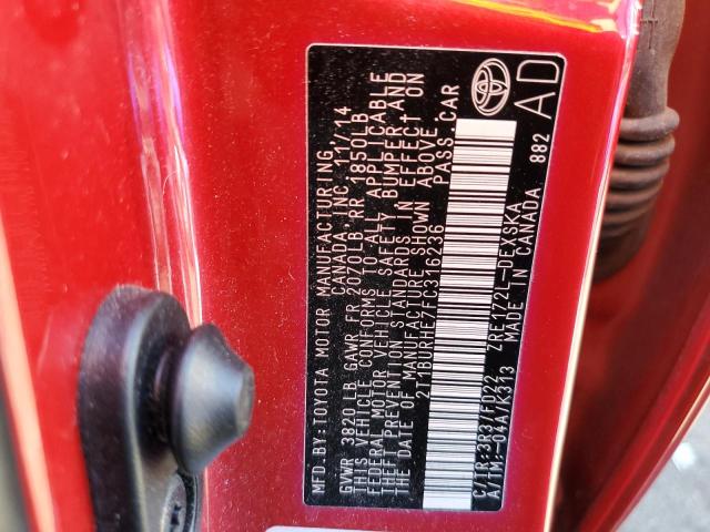Photo 10 from auction – 2015 TOYOTA COROLLA L with VIN 2T1BURHE7FC316236