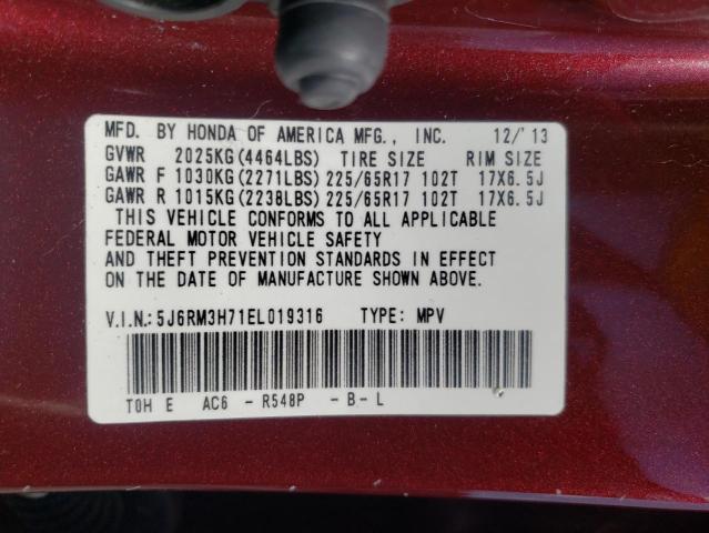 Photo 10 from auction – 2014 HONDA CR-V EXL with VIN 5J6RM3H71EL019316