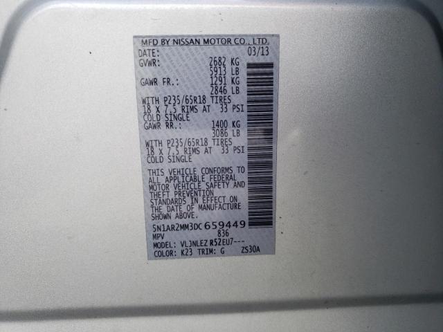 Photo 10 from auction – 2013 NISSAN PATHFINDER with VIN 5N1AR2MM3DC659449