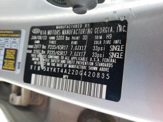 Photo 10 from auction – 2013 KIA SORENTO LX with VIN 5XYKT4A22DG420835