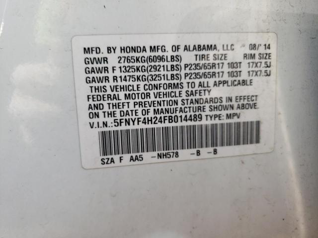 Photo 10 from auction – 2015 HONDA PILOT LX with VIN 5FNYF4H24FB014489
