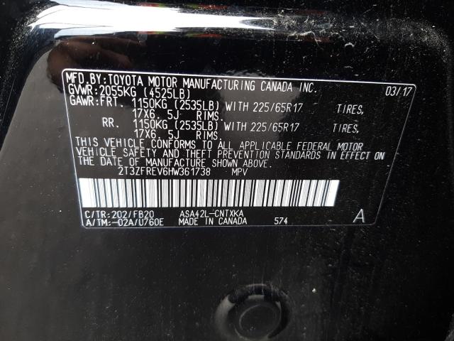 Photo 10 from auction – 2017 TOYOTA RAV4 LE with VIN 2T3ZFREV6HW361738