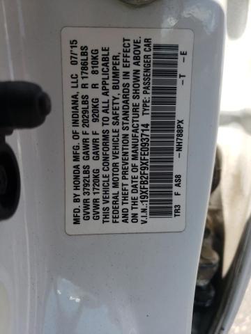 Photo 10 from auction – 2015 HONDA CIVIC EXL with VIN 19XFB2F9XFE093714