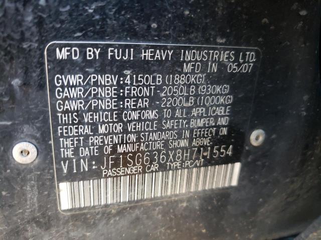 Photo 10 from auction – 2008 SUBARU FORESTER 2 with VIN JF1SG636X8H711554