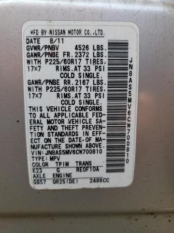 Photo 10 from auction – 2012 NISSAN ROGUE S with VIN JN8AS5MV6CW700810