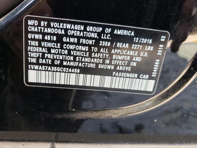 Photo 10 from auction – 2016 VOLKSWAGEN PASSAT S with VIN 1VWAS7A35GC024459