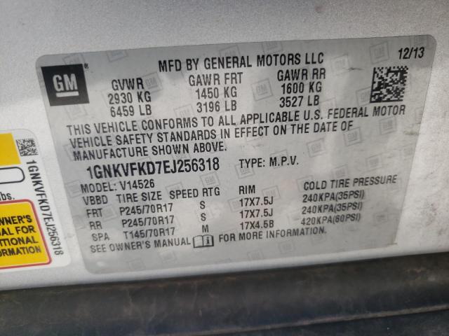 Photo 10 from auction – 2014 CHEVROLET TRAVERSE L with VIN 1GNKVFKD7EJ256318