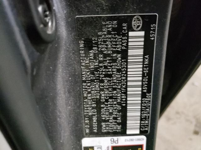 Photo 10 from auction – 2012 TOYOTA CAMRY BASE with VIN 4T4BF1FK3CR245301