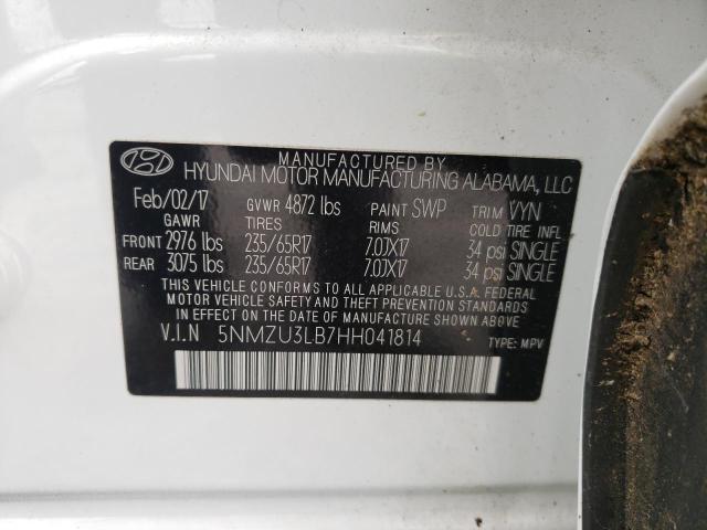 Photo 10 from auction – 2017 HYUNDAI SANTA FE S with VIN 5NMZU3LB7HH041814