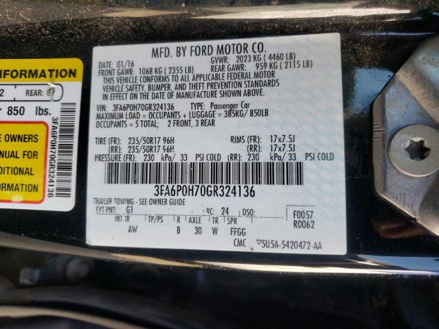 Photo 10 from auction – 2016 FORD FUSION SE with VIN 3FA6P0H70GR324136