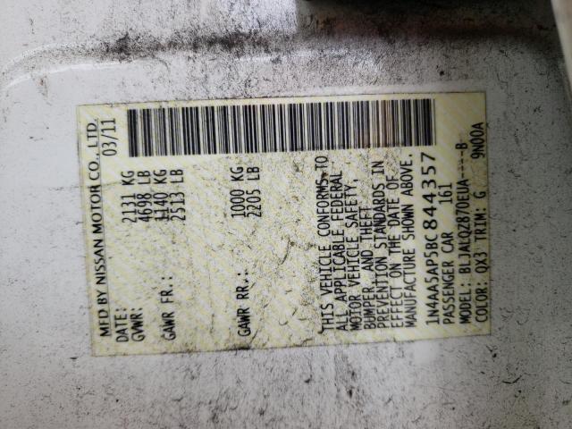 Photo 10 from auction – 2010 NISSAN MAXIMA S with VIN 1N4AA5AP5BC844357