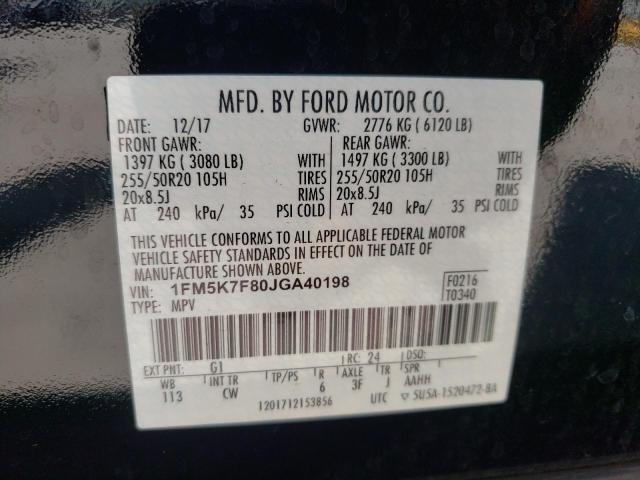 Photo 10 from auction – 2018 FORD EXPLORER L with VIN 1FM5K7F80JGA40198