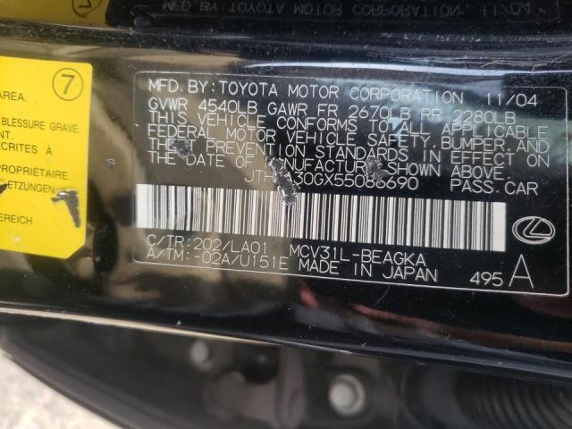 Photo 10 from auction – 2005 LEXUS ES 330 with VIN JTHBA30GX55086690