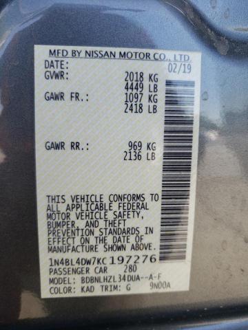 Photo 10 from auction – 2019 NISSAN ALTIMA SV with VIN 1N4BL4DW7KC197276