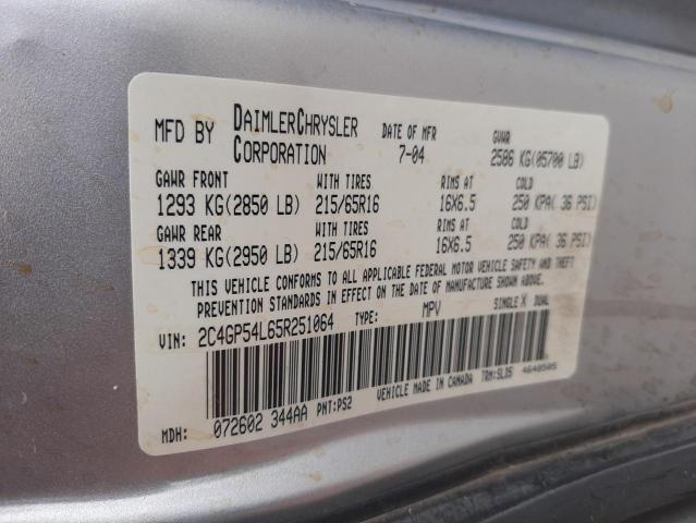 Photo 10 from auction – 2005 CHRYSLER TOWN & COU with VIN 2C4GP54L65R251064