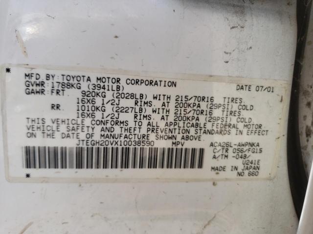 Photo 10 from auction – 2001 TOYOTA RAV4 with VIN JTEGH20VX10038590