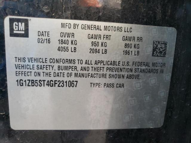 Photo 10 from auction – 2016 CHEVROLET MALIBU LS with VIN 1G1ZB5ST4GF231067
