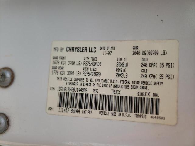 Photo 10 from auction – 2008 DODGE RAM 1500 S with VIN 1D7HA18N08J144990