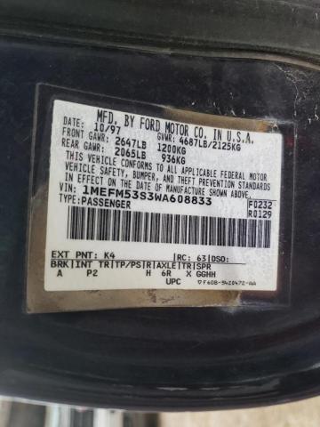 Photo 10 from auction – 1998 MERCURY SABLE LS P with VIN 1MEFM53S3WA608833