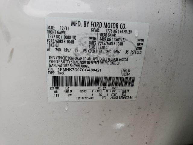 Photo 10 from auction – 2012 FORD EXPLORER X with VIN 1FMHK7D97CGA80421