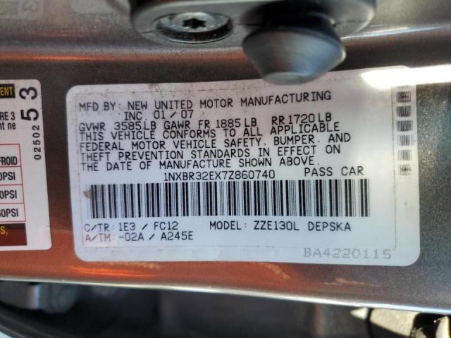 Photo 10 from auction – 2007 TOYOTA COROLLA CE with VIN 1NXBR32EX7Z860740