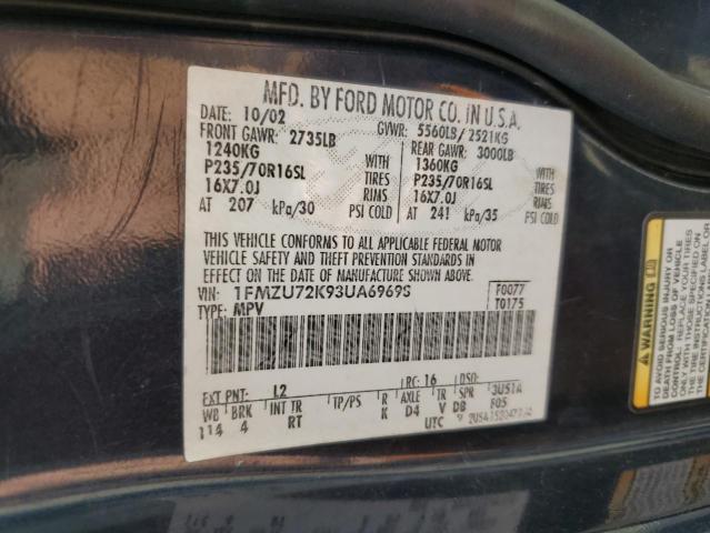 Photo 10 from auction – 2003 FORD EXPLORER X with VIN 1FMZU72K93UA69698