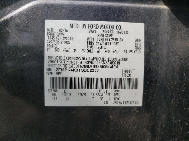 Photo 10 from auction – 2016 FORD EDGE TITAN with VIN 2FMPK4K81GBB23331