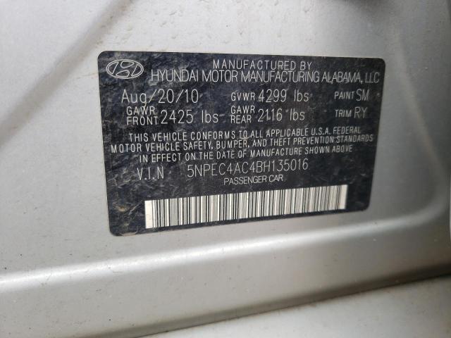Photo 10 from auction – 2011 HYUNDAI SONATA SE with VIN 5NPEC4AC4BH135016