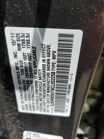 Photo 10 from auction – 2012 HONDA CR-V EXL with VIN 5J6RM3H79CL002258