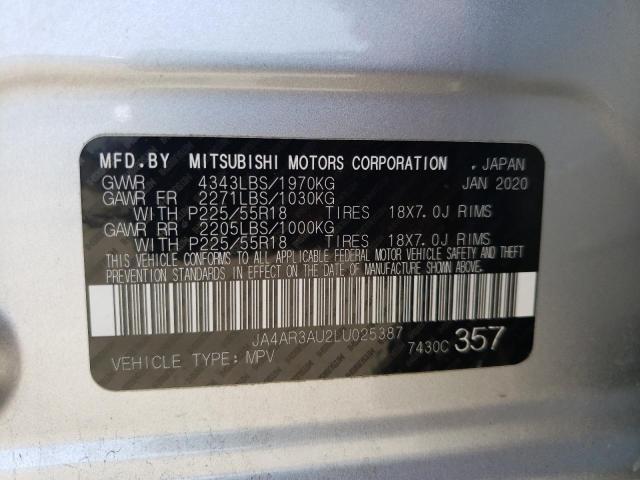 Photo 10 from auction – 2020 MITSUBISHI OUTLANDER with VIN JA4AR3AU2LU025387
