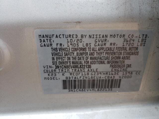 Photo 10 from auction – 2021 NISSAN VERSA SV with VIN 3N1CN8EV4ML822135