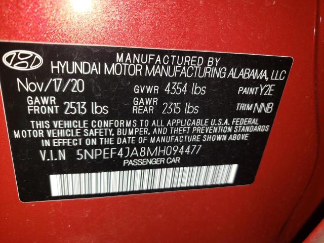Photo 10 from auction – 2021 HYUNDAI SONATA SEL with VIN 5NPEF4JA8MH094477