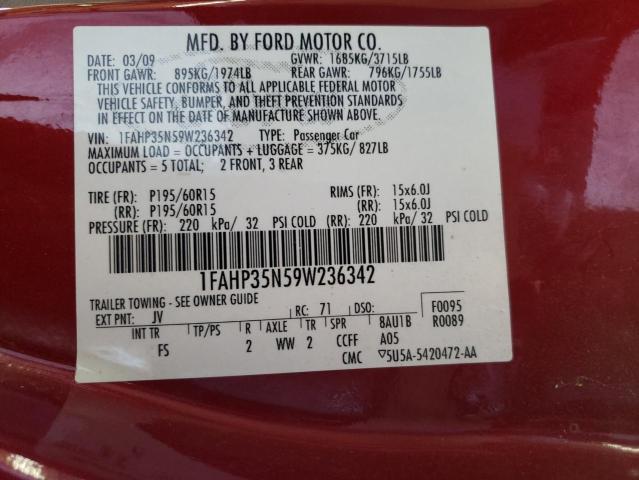 Photo 10 from auction – 2009 FORD FOCUS SE with VIN 1FAHP35N59W236342