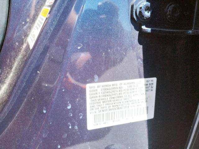 Photo 10 from auction – 2012 HONDA PILOT TOUR with VIN 5FNYF3H93CB007018