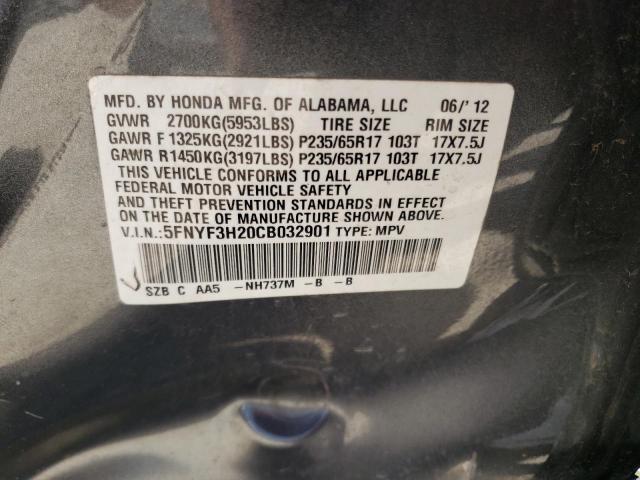 Photo 10 from auction – 2012 HONDA PILOT LX with VIN 5FNYF3H20CB032901