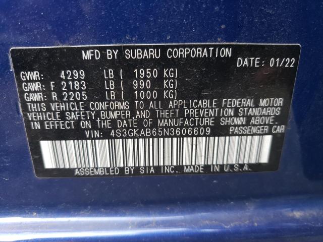Photo 10 from auction – 2022 SUBARU IMPREZA with VIN 4S3GKAB65N3606609