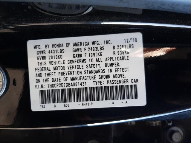 Photo 10 from auction – 2011 HONDA ACCORD EX with VIN 1HGCP2E7XBA061431