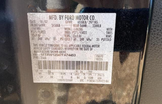 Photo 10 from auction – 2007 FORD F150 SUPER with VIN 1FTRW12547FA74453