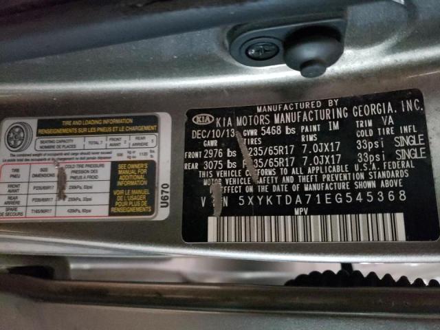 Photo 10 from auction – 2014 KIA SORENTO LX with VIN 5XYKTDA71EG545368