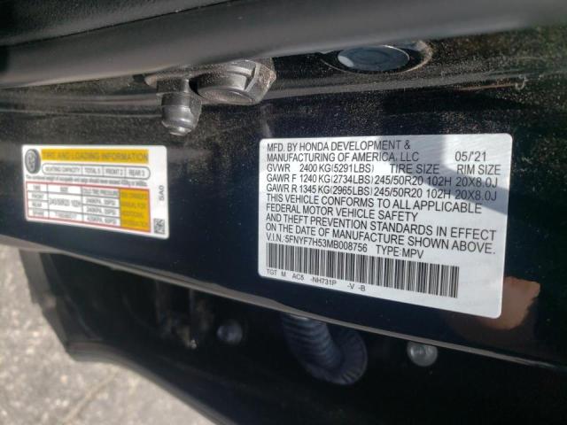 Photo 10 from auction – 2021 HONDA PASSPORT E with VIN 5FNYF7H53MB008756